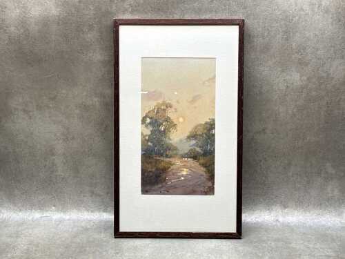 Ronald L. Muller, Moonlight Stroll. Watercolour painting on paper
