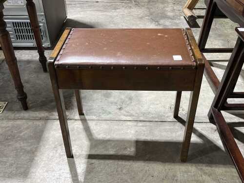 Leather lift-top timber piano stool