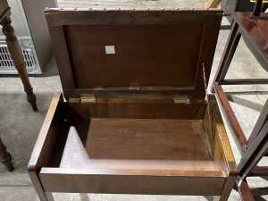 Leather lift-top timber piano stool - 2