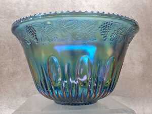 Blue carnival glass 13 piece punch bowl set - 3