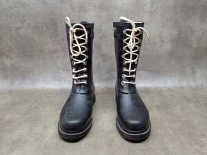 Designer style lace-up black rubber boots - 2
