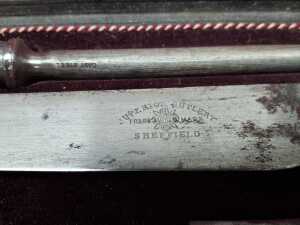 Antique Sheffield carving set with faux bone handles. - 4