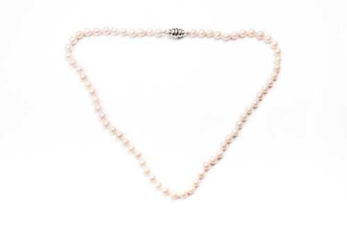 A strand of cultured pearls to a sterling silver clasp
