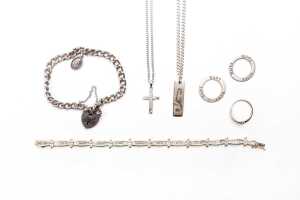 A collection of jewellery in sterling silver