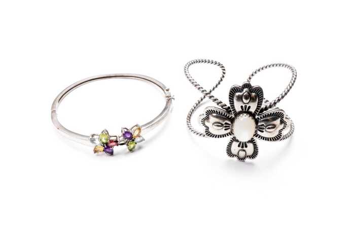 Two bangles in sterling silver