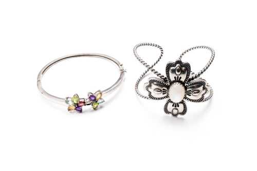 Two bangles in sterling silver