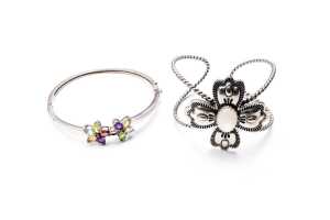Two bangles in sterling silver
