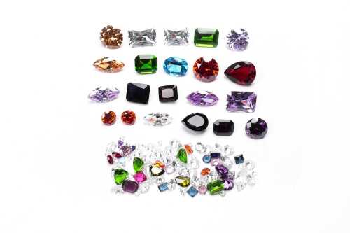 A collection of multi coloured cubic zirconia