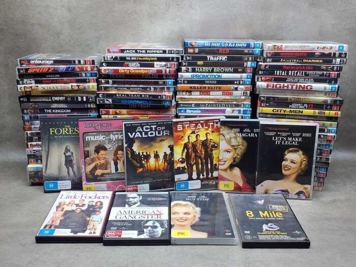 DVDs, mostly movies