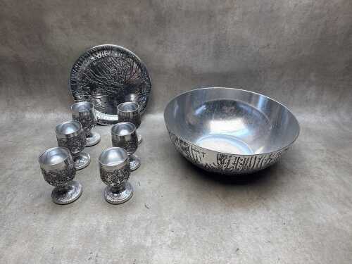 Don Sheil mid- century brutalist aluminium serving ware