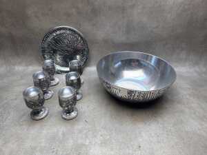 Don Sheil mid- century brutalist aluminium serving ware