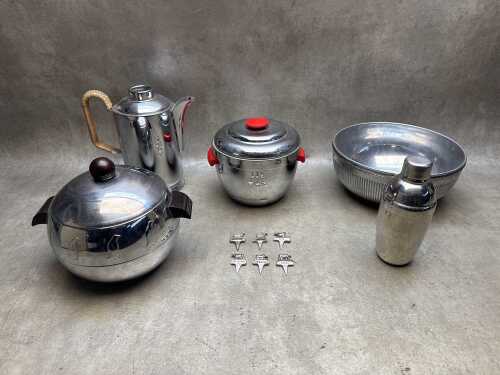 Mostly vintage metal serving ware