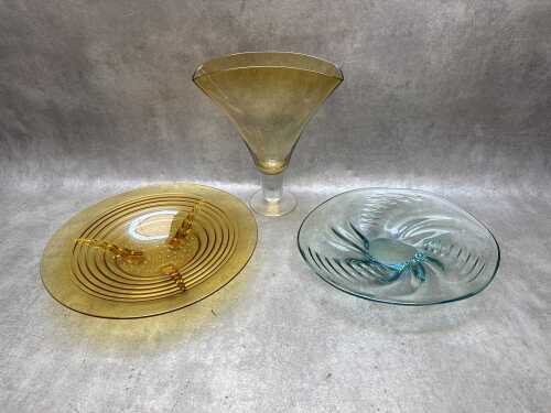 Three vintage glass pieces