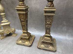 Two pairs of resin decorative gold-tone candle holders - 2