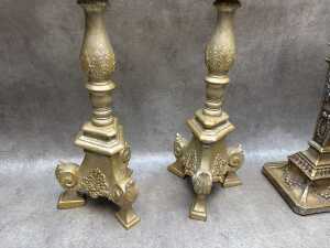 Two pairs of resin decorative gold-tone candle holders - 3