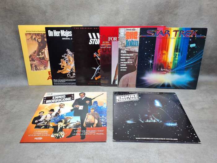 Eight soundtrack vinyl records