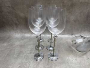 Royal Sleangor pewter 'Vinifera Whale Decanter' and 12 wine glasses - 2