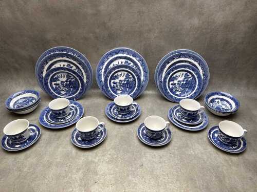 Johnson Bros porcelain blue and white part dinner set