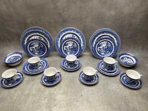 Johnson Bros porcelain blue and white part dinner set