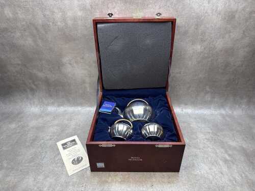 Royal Selangor "The Melon Pot Saga' pewter tea service in presentation bow