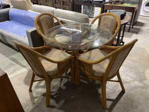 Retro five-piece rattan dining suite