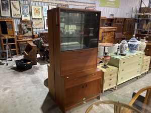 Mid-century teak 2-piece wall unit