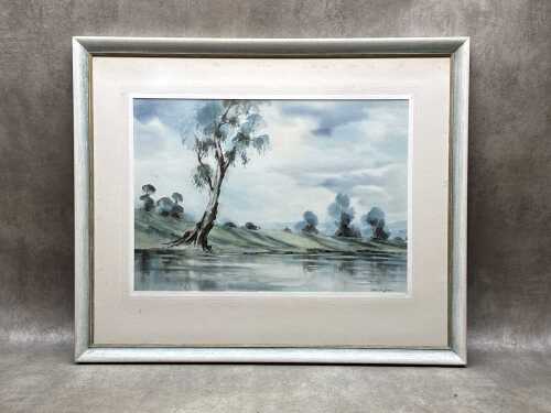 Philip Luton (1926-1996), Australian landscape. Watercolour painting on paper