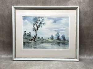 Philip Luton (1926-1996), Australian landscape. Watercolour painting on paper