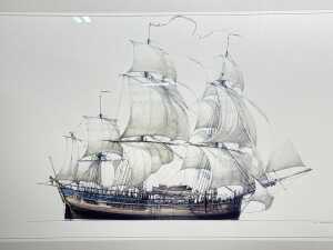 Pair of HM Bark Endeavour after Ross Shardlow framed prints on paper - 2