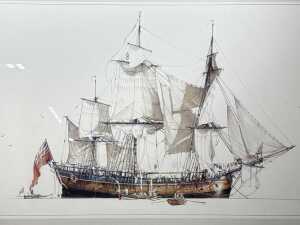 Pair of HM Bark Endeavour after Ross Shardlow framed prints on paper - 4