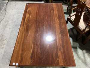 Timber coffee table with wrought iron base - 3