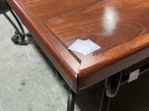 Timber coffee table with wrought iron base - 4
