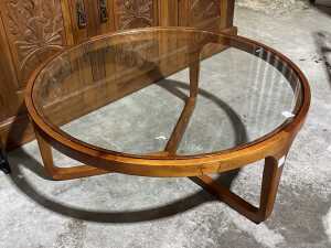 Modern round timber coffee table