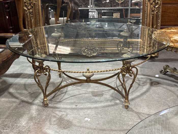 Cromwell glass and brass coffee table