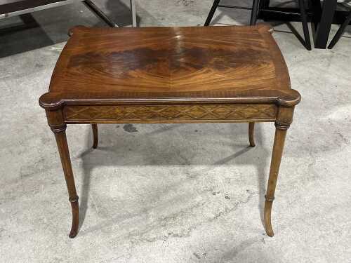 Flame mahogany veneer side table