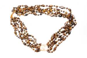 A tigers eye and cameo statement necklace