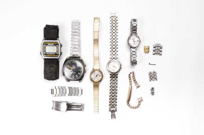 A collection of watches and parts