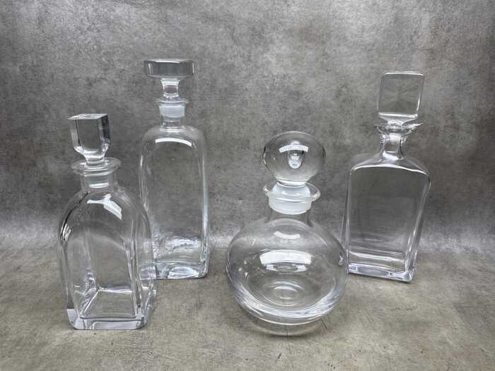 Four contemporary crystal decanters