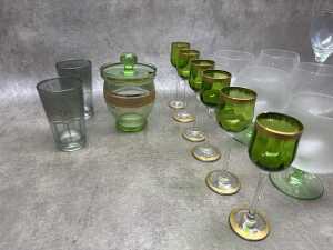 Mainly green-coloured glass stemware - 3