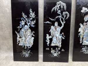 Four Chinese black lacquer panels - 2