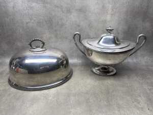 Two English silver-plated serving ware items