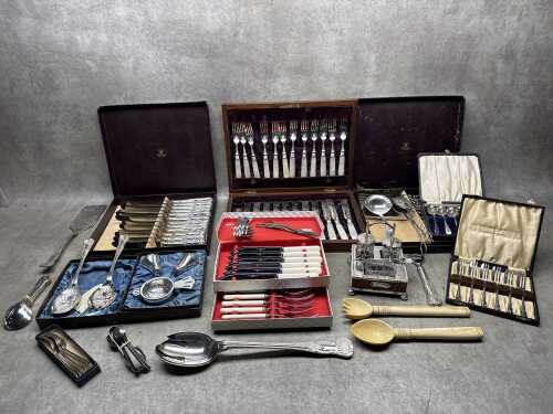 Assorted silver-plated cutlery