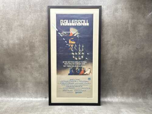 Framed vintage 'Rollerball' vertical movie poster