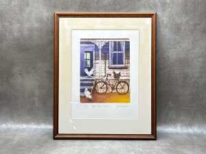 Cynthia Taylor, Back Door Chickens, 2/80. Coloured etching on paper