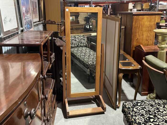 Teak cheval mirror