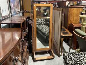 Teak cheval mirror