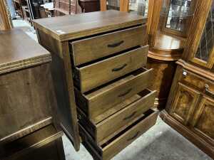 Modern timber chest of five drawers - 3