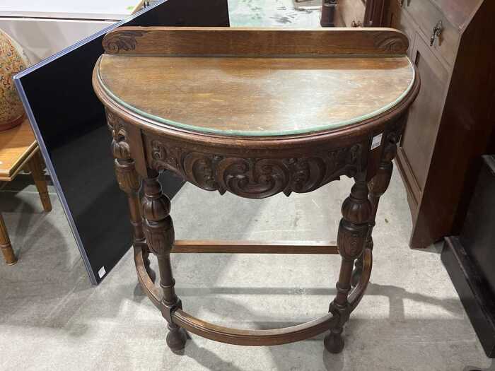 Timber demi-lune hall table