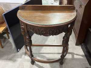 Timber demi-lune hall table