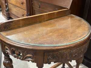 Timber demi-lune hall table - 2
